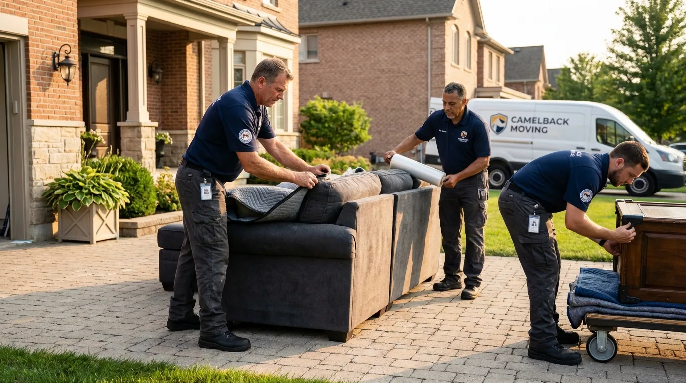 Large estate moving crew wrapping furniture in Edwardsburg, MI